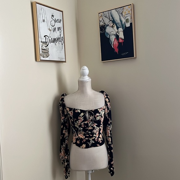 🆕 Free People Hilary Printed Top in Black Combo - Picture 3 of 14